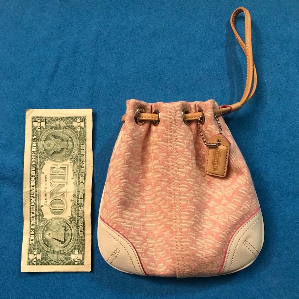 Pink Coach Signature Wristlet